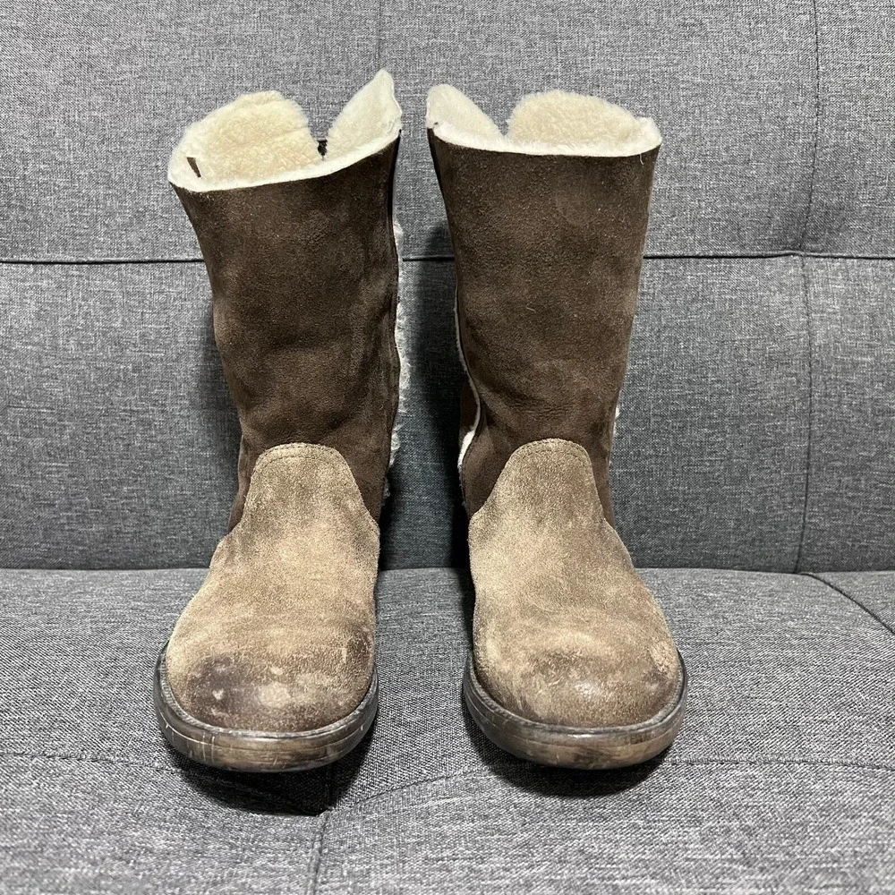 Sesto Meucci Boot Women US 7 1/2 EU 39 1/2 Brown Leather Fur Western Cowgirl
